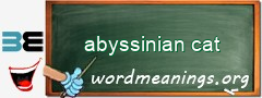 WordMeaning blackboard for abyssinian cat